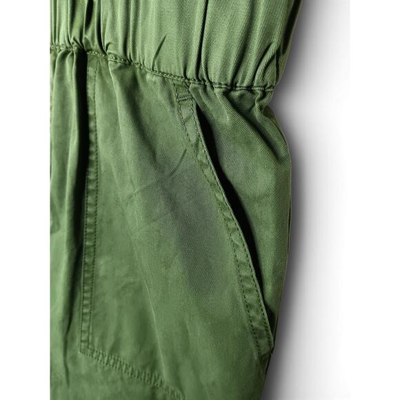 J.Crew Green Zip Front Utility Romper Shorts Size 6 Cotton Elastic Waist - Picture 7 of 16